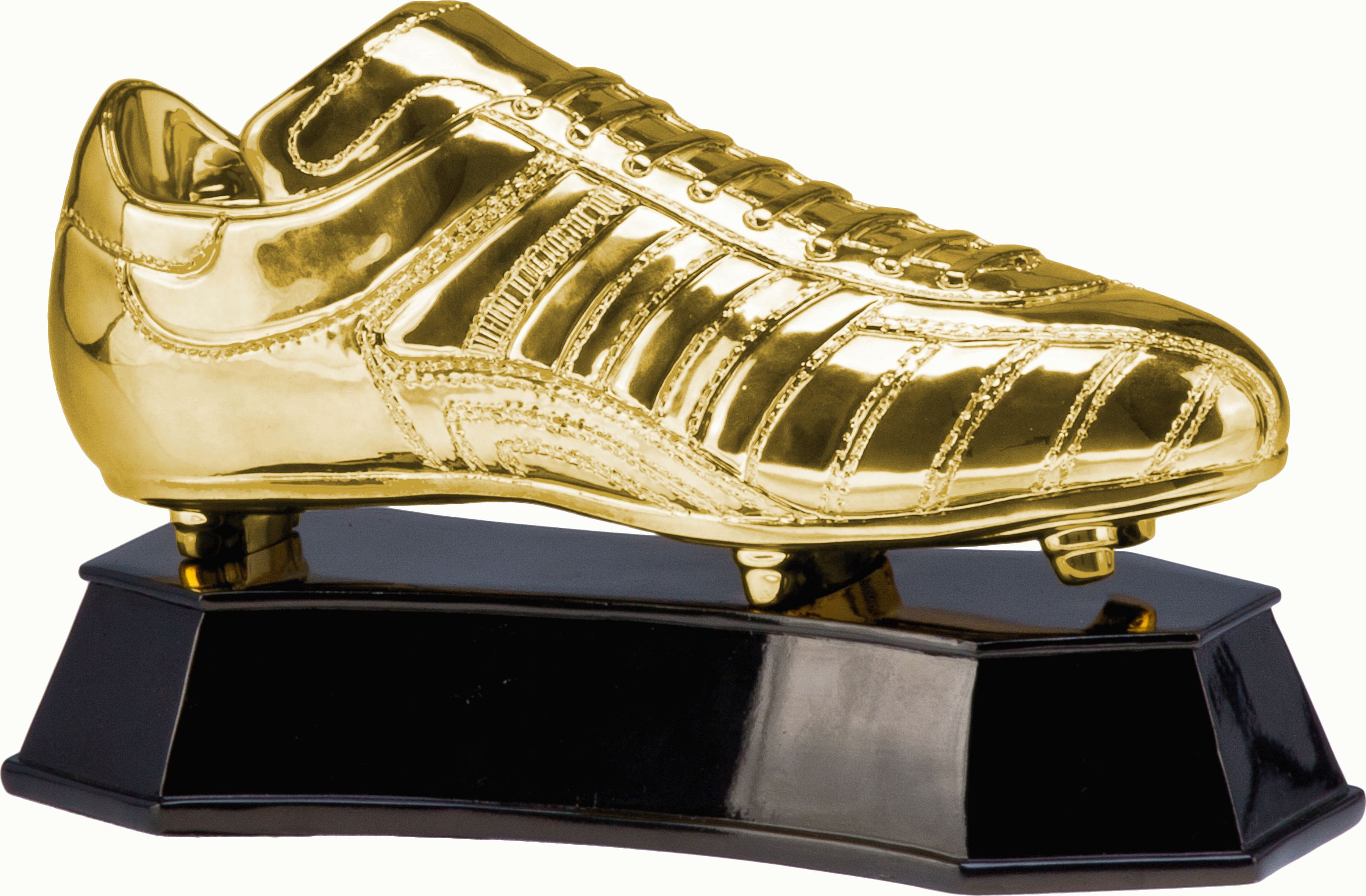 Figuur gouden schoen op ware grootte